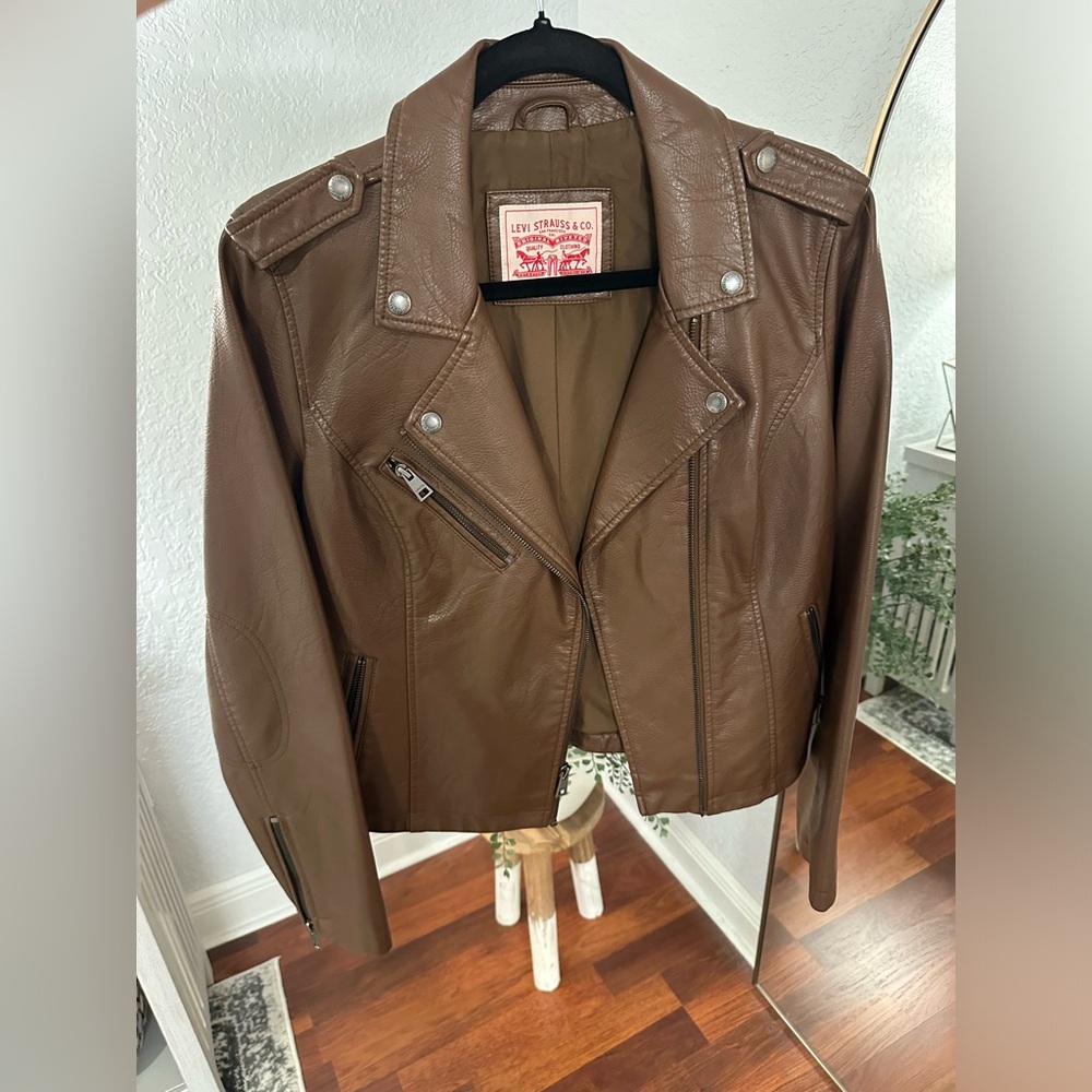 Levi Strauss faux brown leather jacket size Medium